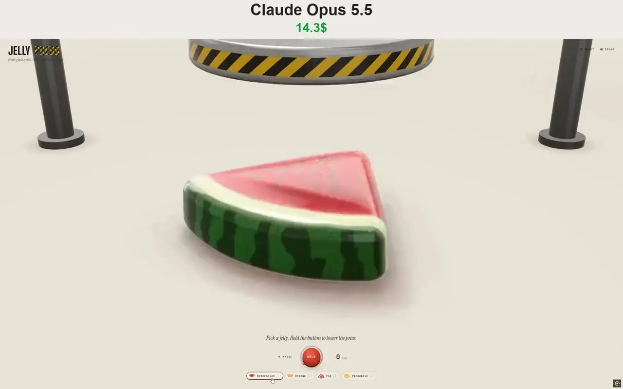 Claude Opus 5.5 on Jelly Press — an interactive jelly-crushing browser toy built by Claude Opus 5.5