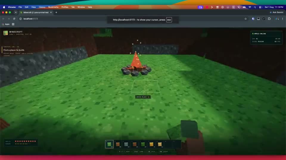 Luna 5.6 (max reasoning) on Minecraft — five models build it from a two-line prompt