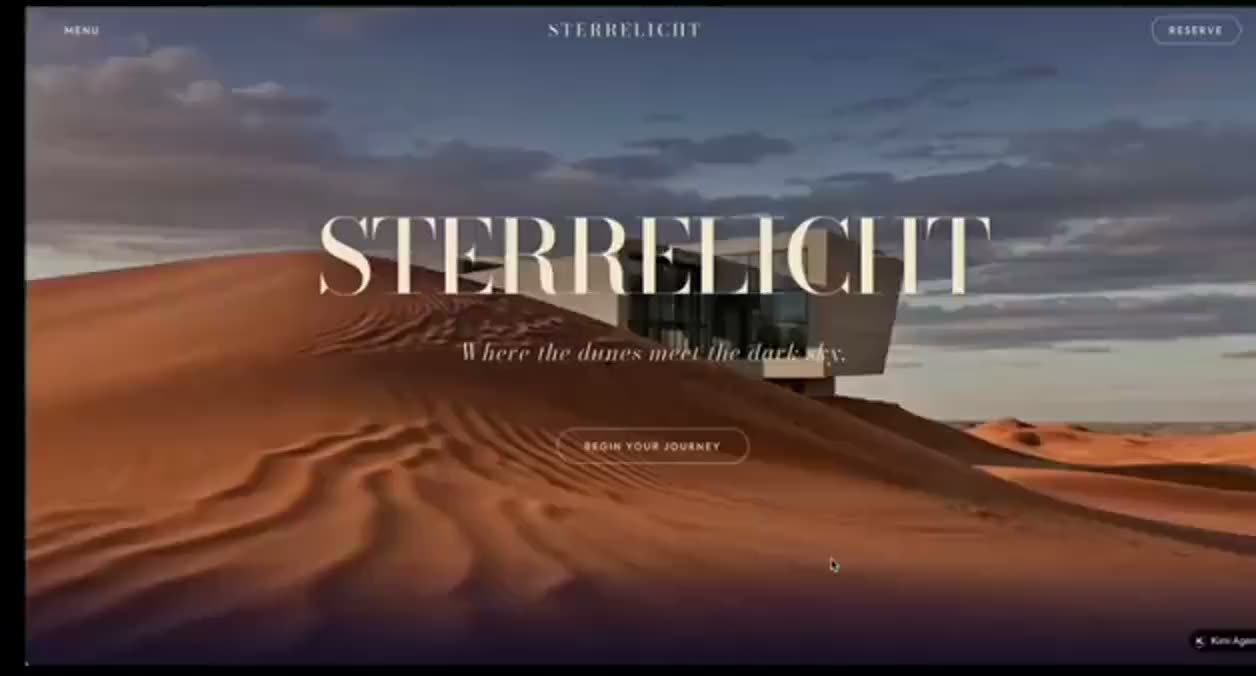 Kimi K2.6 on Sterrelicht — a stargazing lodge landing page, in one prompt